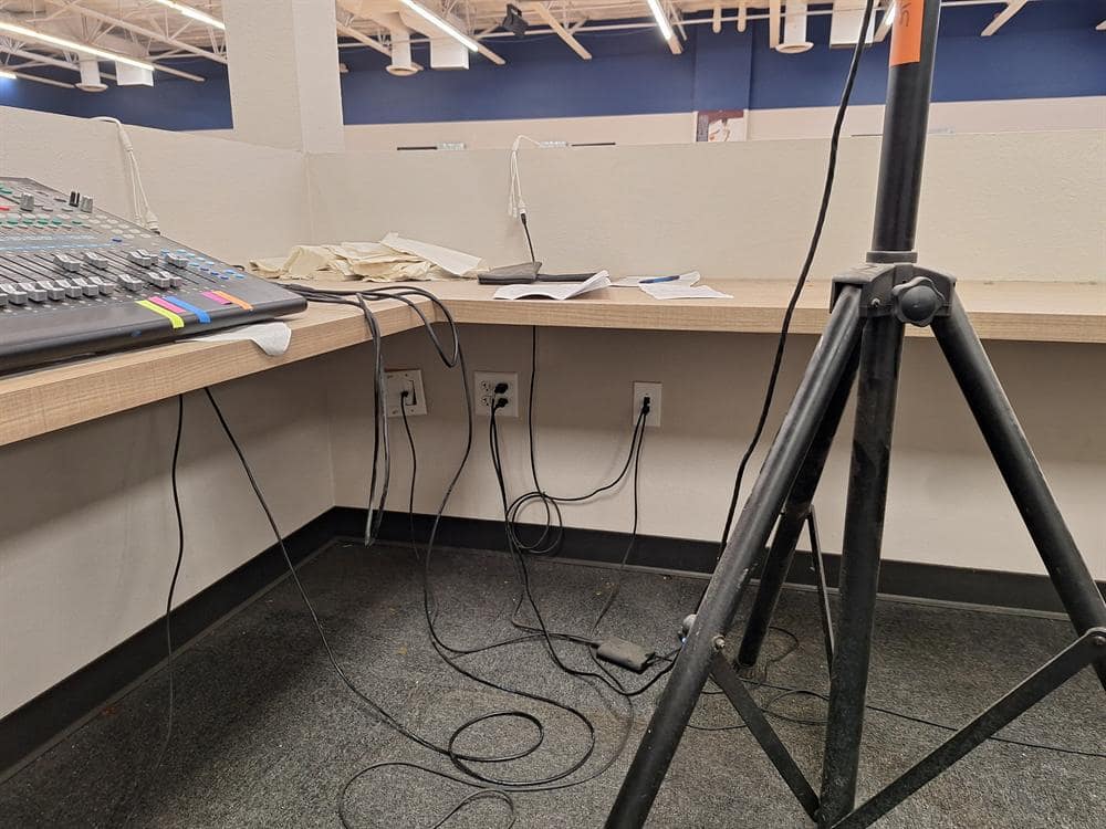 Production setup connecting the game to an audience beyond the gym
